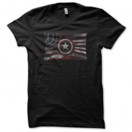 Shirt Captain America drapeau noir pour homme et femme