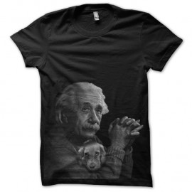 Shirt albert einstein et son chien noir pour homme et femme