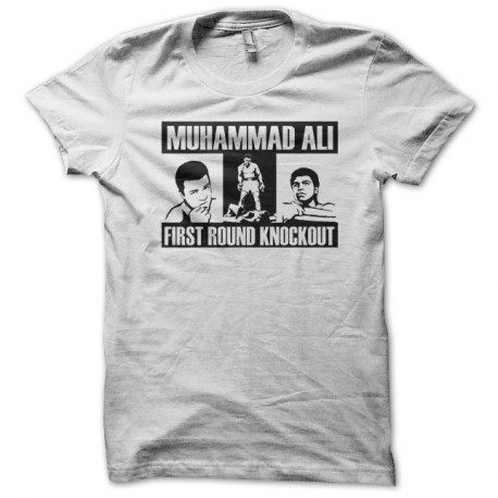 Shirt Muhammad Ali First Round Knockout blanc pour homme et femme