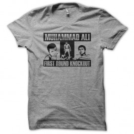 Shirt Muhammad Ali First Round Knockout gris pour homme et femme