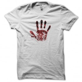 Shirt empreinte main en sang blanc pour homme et femme