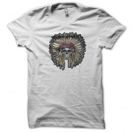 Shirt indian chief skull blanc pour homme et femme
