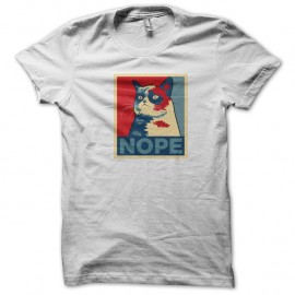 Shirt grumpy cat nope blanc pour homme et femme