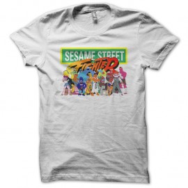 Shirt sesame street fighter blanc pour homme et femme