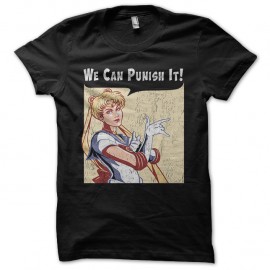 Shirt we can punish it sailor moon noir pour homme et femme