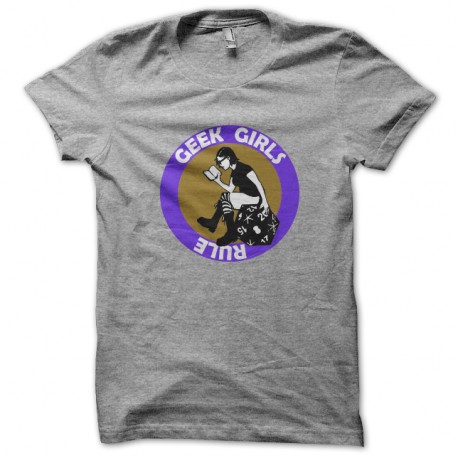 Shirt geek girl rule gris pour homme et femme