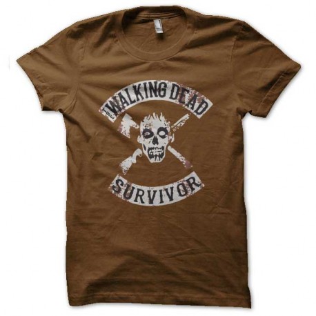 Shirt walking dead survivor marron pour homme et femme