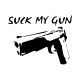 Shirt Suck my gun blanc pour homme et femme