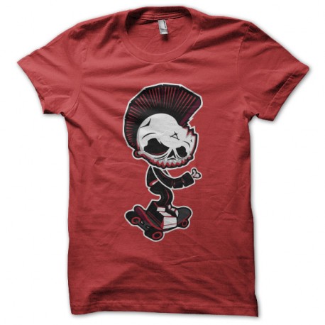Shirt Skater skull rouge pour homme et femme