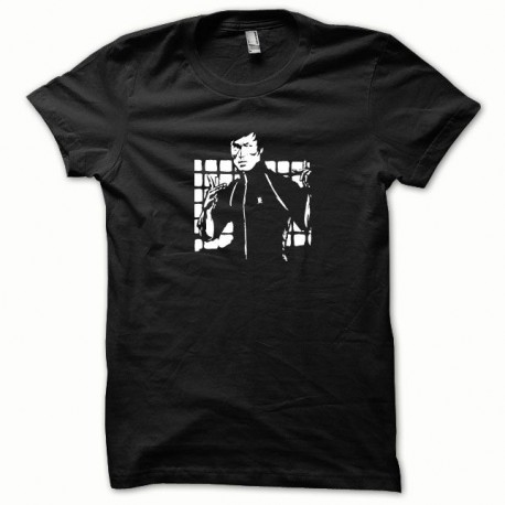 Shirt Bruce Lee blanc/noir slim fit pour homme et femme
