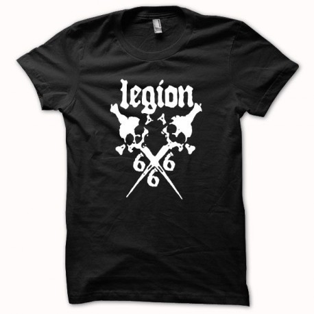 Shirt bikers sataniste légion 666 blanc/noir pour homme et femme