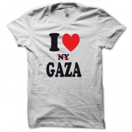 Shirt I love gaza ny barré version basic blanc pour homme et femme