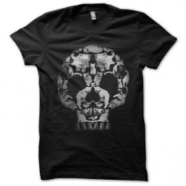 Shirt skull cat noir pour homme et femme