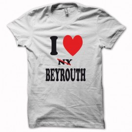 Shirt I love Beyrouth ny barré blanc pour homme et femme