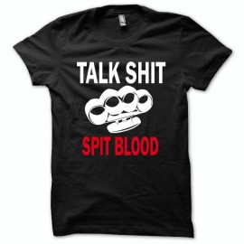 Shirt hooligans Talk shit spit blood blanc/noir pour homme et femme