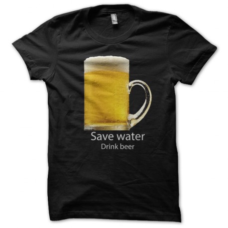 Shirt Save water drink beer noir pour homme et femme