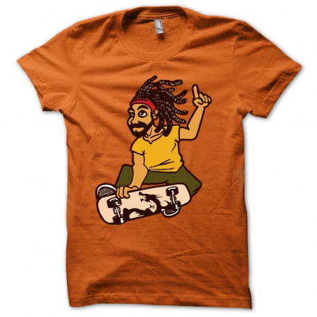 Shirt rasta skateboard reggae dub style orange pour homme et femme
