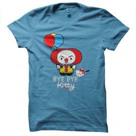 Shirt clown tueur bye bye kitty parodie bleu ciel pour homme et femme