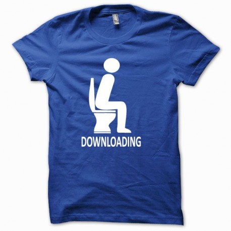 Shirt Downloading caca blanc/bleu royal pour homme et femme