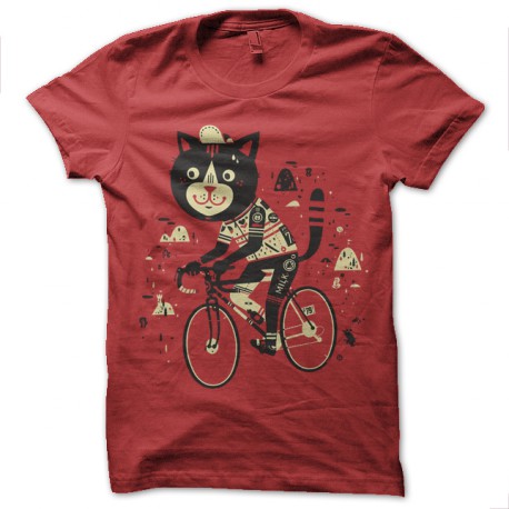 Shirt chat artistique rouge pour homme et femme