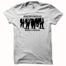 Shirt hacktivistes Anonymous never forgive blanc pour homme et femme