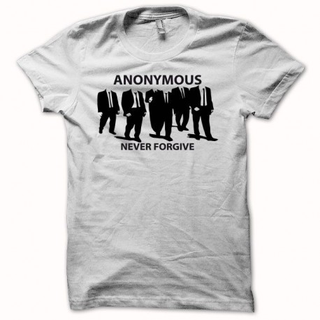 Shirt hacktivistes Anonymous never forgive blanc pour homme et femme