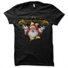 Shirt Santa Claus Happy New Year noir pour homme et femme