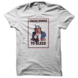 Shirt Chuck Norris wants you blanc pour homme et femme