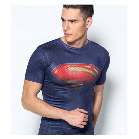 Tee shirt superman moulant à compression bleu royal