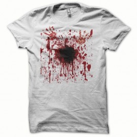 Shirt giclée de sang éventration blanc pour homme et femme