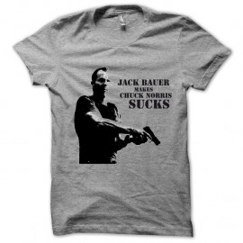 Shirt Chuck Norris contre Jack Bauer gris pour homme et femme