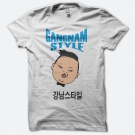 Shirt Gangnam Style tête Kpop blanc pour homme et femme