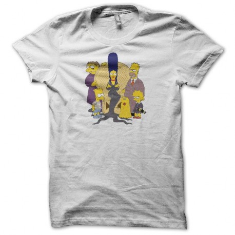 Shirt La famille Addams Simpsons blanc pour homme et femme
