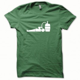 Shirt Tonneau de biere blanc/vert bouteille pour homme et femme