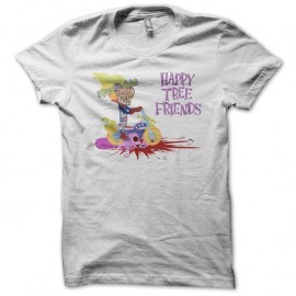 Shirt Happy Tree Friends moto scratch blanc pour homme et femme