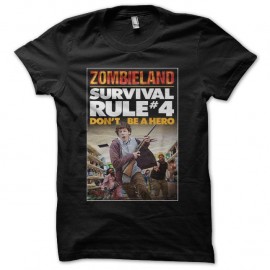 Shirt survival rule zombieland don't be a hero noir pour homme et femme