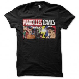 Shirt Marvel parodie Maroilles Comics Superdupont vs Justice League noir pour homme et femme