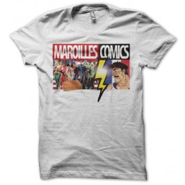 Shirt Marvel parodie Maroilles Comics Superdupont vs Justice League blanc pour homme et femme