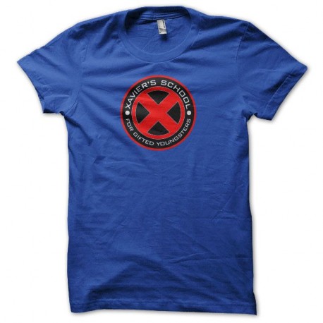 Shirt Xavier's School X-Men rouge sur bleu royal pour homme et femme