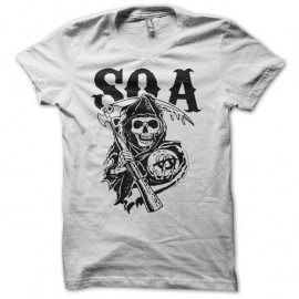 Shirt SOA tête de mort série Sons Of Anarchy blanc pour homme et femme