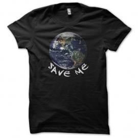 Shirt écologie Planète Terre Save Me noir pour homme et femme
