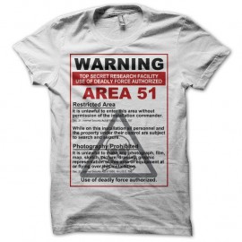 Shirt Area 51 warning blanc pour homme et femme
