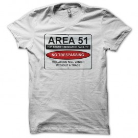Shirt Area 51 no trespassing blanc pour homme et femme