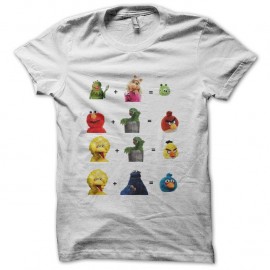 Shirt Muppet Show vs Angry Birds blanc pour homme et femme