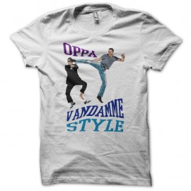 Shirt OPPA Van Damme Style parodie gangnam blanc pour homme et femme