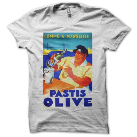Shirt Pastis Olive vintage 60's blanc pour homme et femme