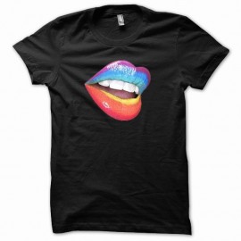 Shirt rainbow lips noir pour homme et femme