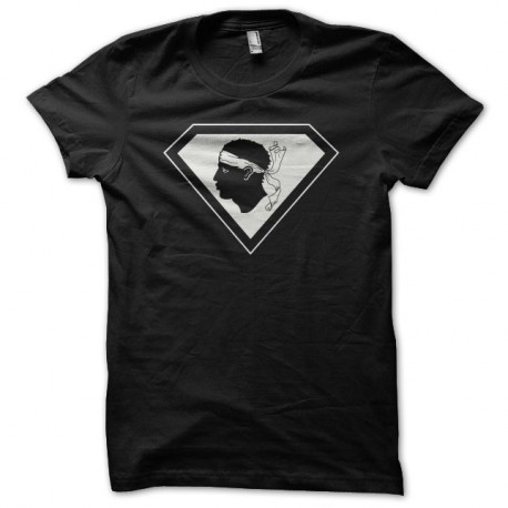 Shirt Super Corsica parodie Super Man noir pour homme et femme