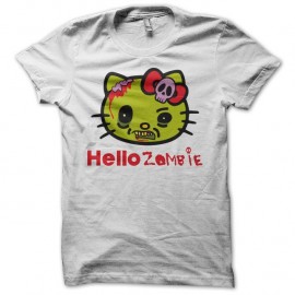 Shirt Hello Kitty parodie Hello Zombie blanc pour homme et femme