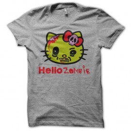 Shirt Hello Kitty parodie Hello Zombie gris pour homme et femme